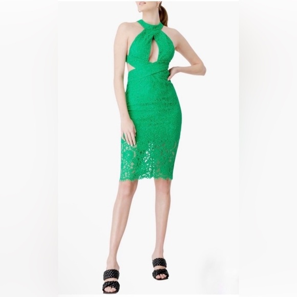 Bardot Women's Fleur Green Lace Cocktail Midi Dress Size 4 NEW NWT - Picture 1 of 5